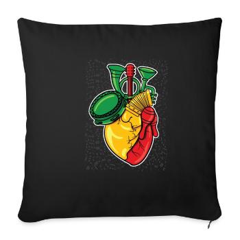 Reggae Rasta Rastafari Musikinstrumente Geschenk - Sofakissenbezug 45 x 45 cm - Schwarz - Vorne