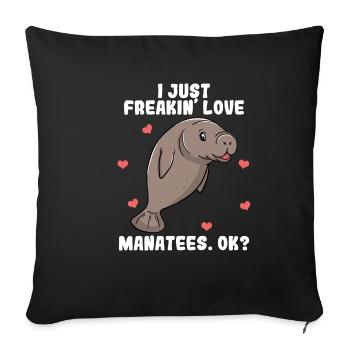 Manatee Manatees Sea Cadeau Coeur Amour Drôle - Housse de coussin décorative 45 x 45 cm - noir - Devant