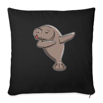 Manatee Manatees Sea Funny Water Dabbing Gift - Sofa pillowcase 17,3'' x 17,3'' (45 x 45 cm) - black - Front