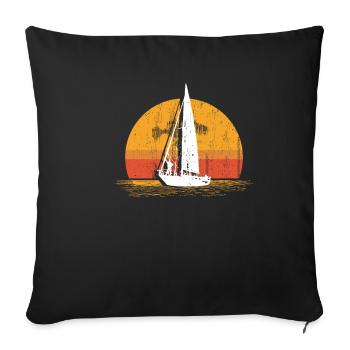 Voile voilier marin retro soleil mer cadeau - Housse de coussin décorative 45 x 45 cm - noir - Devant