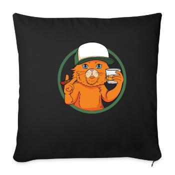 Malt Whiskey Alkohol Katze Kitten Scotch Geschenk - Sofakissenbezug 45 x 45 cm - Schwarz - Vorne
