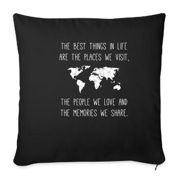 Reise um die Welt Wanderlust Weltfreiheit - Sofa pillowcase 17,3'' x 17,3'' (45 x 45 cm) - black - Front