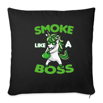 SMOKE LIKE A BOSS Licorne fumante Weed Kiffer - Housse de coussin décorative 45 x 45 cm - noir - Devant