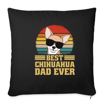 Chihuahua Dog Dog Papa Papa Papa Cadeau Rétro - Housse de coussin décorative 45 x 45 cm - noir - Devant