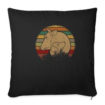 Vache vaches veau chien rétro vintage drôle cadeau - Housse de coussin décorative 45 x 45 cm - noir - Devant