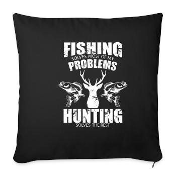 Pêche Chasse Chasse Pêcheurs Passe-temps Sports - Housse de coussin décorative 45 x 45 cm - noir - Devant