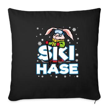 SKI HASE Ski Snow Snow - Sofa pillowcase 17,3'' x 17,3'' (45 x 45 cm) - black - Front