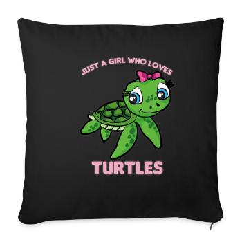 JUST A GIRL WHO LOVES TURTLES - Sofa pillowcase 17,3'' x 17,3'' (45 x 45 cm) - black - Front