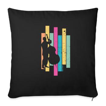 Double Bass Retro Jazz Gift des années 80 - Housse de coussin décorative 45 x 45 cm - noir - Devant