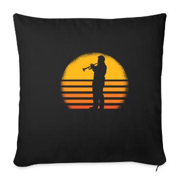 Trumpet retro sunset trumpet jazz - Sofa pillowcase 17,3'' x 17,3'' (45 x 45 cm) - black - Front