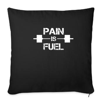 La douleur est un carburant - Bodybuilder et musculation - Housse de coussin décorative 45 x 45 cm - noir - Devant