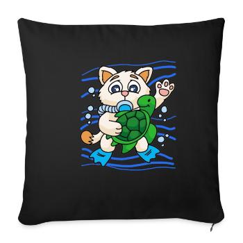 KITTY AVEC LA TORTUE DE MER - Housse de coussin décorative 45 x 45 cm - noir - Devant