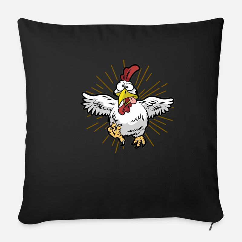 verrücktes Huhn - Sofakissenbezug 45 x 45 cm - Schwarz