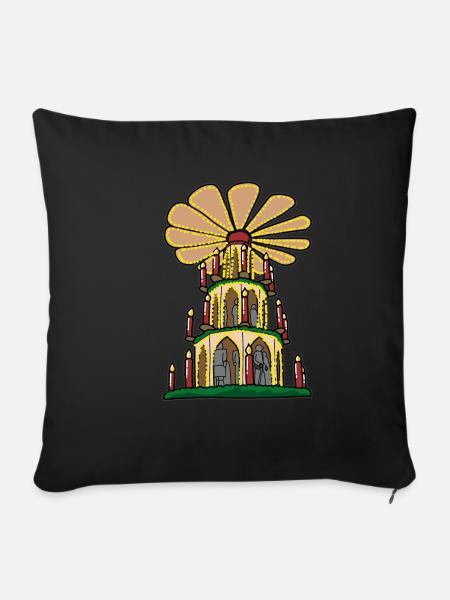 Weihnachtspyramide Erzgebirge Pyramide Weihnachten - Sofakissenbezug 45 x 45 cm - Schwarz
