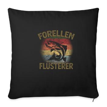 Chuchoteur de truites - Cadeau pour la truite pêcheur - Housse de coussin décorative 45 x 45 cm - noir - Devant