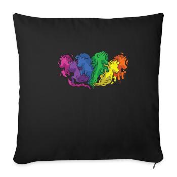 Horses Rainbow Gallop Cartoon - Sofa pillowcase 17,3'' x 17,3'' (45 x 45 cm) - black - Front