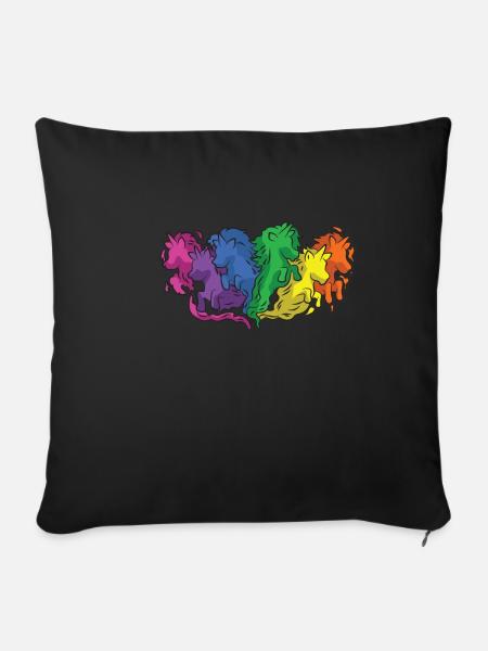Pferde Regenbogen Galopp Cartoon - Sofakissenbezug 45 x 45 cm - Schwarz