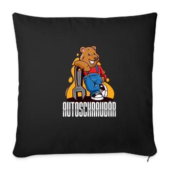 Autoschraubär Auto Schrauber Bär KFZ Mechaniker - Sofakissenbezug 45 x 45 cm - Schwarz - Vorne