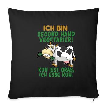 SECOND HAND VEGETARIER FLEISCHESSER HUMOR - Sofakissenbezug 45 x 45 cm - Schwarz - Vorne
