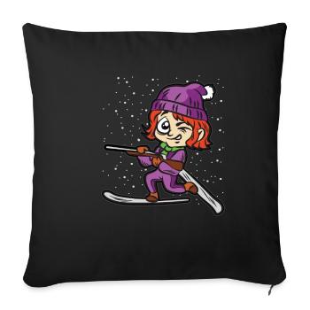 COOL BIATHLON GIRL sports d'hiver filles femmes - Housse de coussin décorative 45 x 45 cm - noir - Devant