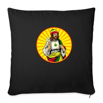 Weed Smoking Jesus Christ - Sofa pillowcase 17,3'' x 17,3'' (45 x 45 cm) - black - Front