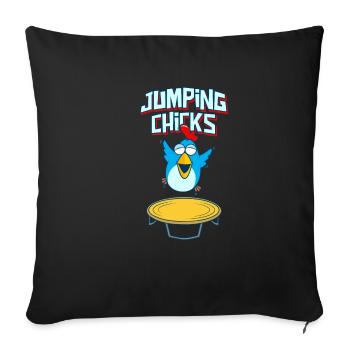 Jumping Chick Trampoline Humour - Housse de coussin décorative 45 x 45 cm - noir - Devant