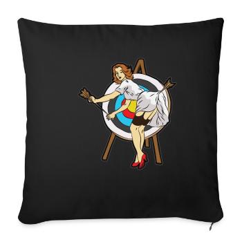 Hübsche Sexy Frau Bogenschießen Pfeil und Bogen - Sofakissenbezug 45 x 45 cm - Schwarz - Vorne