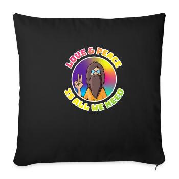 Love And Peace Hippie Humor colorful pastel - Sofa pillowcase 17,3'' x 17,3'' (45 x 45 cm) - black - Front