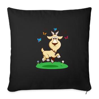 GOAThefuckof Funny Goat Humor Cartoon Comic - Housse de coussin décorative 45 x 45 cm - noir - Devant