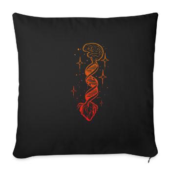 coeur-cerveau anatom ou chercheur cadeau - Housse de coussin décorative 45 x 45 cm - noir - Devant