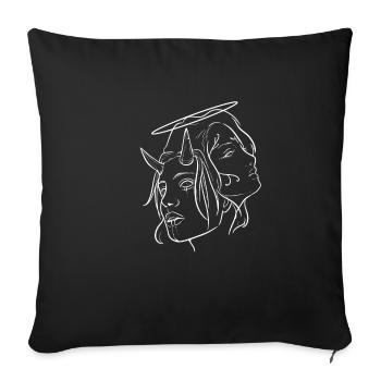 Ange-démon femme religieux personne cadeau - Housse de coussin décorative 45 x 45 cm - noir - Devant