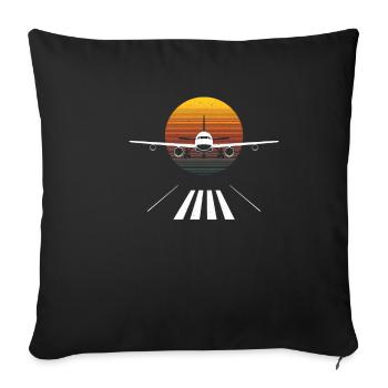 Pilote avion aéroport aéroport volant t-shirt - Housse de coussin décorative 45 x 45 cm - noir - Devant
