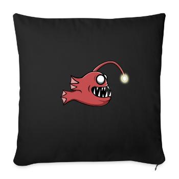 Poisson grenouille pêche en haute mer rétro pêcheur drôle - Housse de coussin décorative 45 x 45 cm - noir - Devant