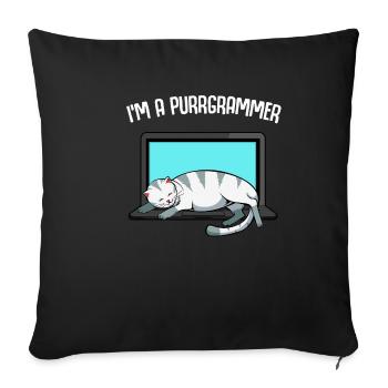 I'm A Purrgrammer - programmeur chat sur clavier - Housse de coussin décorative 45 x 45 cm - noir - Devant