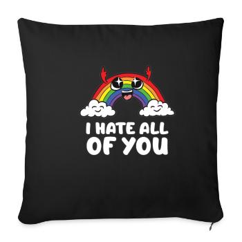 Je vous déteste tous humour noir arc-en-ciel - Housse de coussin décorative 45 x 45 cm - noir - Devant