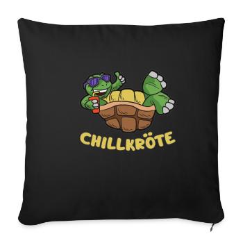 CHILL Schildkröte Chiller Faul Relaxed - Sofakissenbezug 45 x 45 cm - Schwarz - Vorne