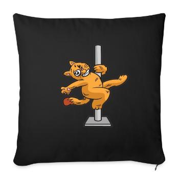 POLE DANCE chat sur le pole dance pole humour - Housse de coussin décorative 45 x 45 cm - noir - Devant