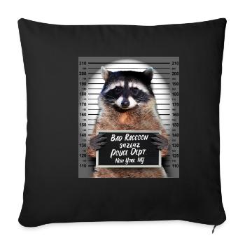 Raccoon Police Raccoon Photo in Jail Prison - Sofa pillowcase 17,3'' x 17,3'' (45 x 45 cm) - black - Front