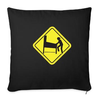 PINBALL Straßenschild Humor Flipper Spieler Witz - Sofakissenbezug 45 x 45 cm - Schwarz - Vorne