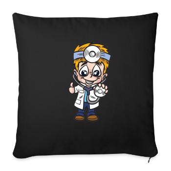 Pédiatre pédiatrique médecin avec stéthoscope humour - Housse de coussin décorative 45 x 45 cm - noir - Devant