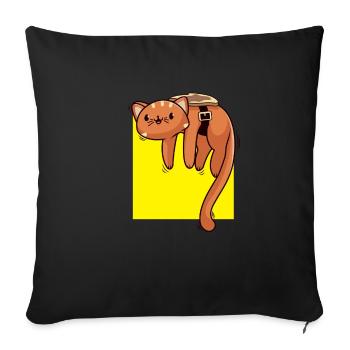 Perpetuum Mobile Cat Toast Humor Rotation Joke - Sofa pillowcase 17,3'' x 17,3'' (45 x 45 cm) - black - Front