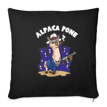 ALPACA PONE Alpaca Mafia Boss Humour - Housse de coussin décorative 45 x 45 cm - noir - Devant