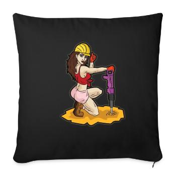 Sexy construction worker with jackhammer erotic construction - Sofa pillowcase 17,3'' x 17,3'' (45 x 45 cm) - black - Front
