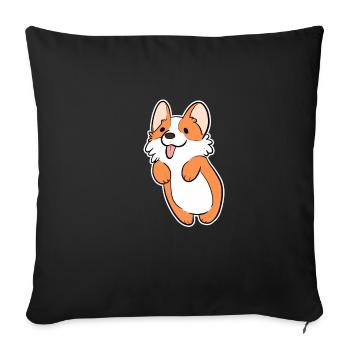Corgi Jump dog lover gift - Sofa pillowcase 17,3'' x 17,3'' (45 x 45 cm) - black - Front