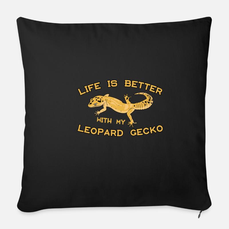 Leopardgecko Eublepharis macularius Lustiges - Sofakissenbezug 45 x 45 cm - Schwarz