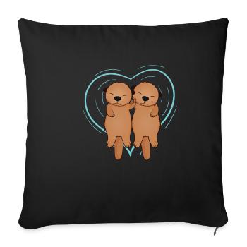 Seeotter Liebe Mit Herz Geschenkidee - Sofakissenbezug 45 x 45 cm - Schwarz - Vorne