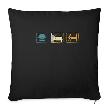 Retro Flipper Essen Schlaf Flipper - Sofakissenbezug 45 x 45 cm - Schwarz - Vorne