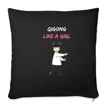 Qigong Girl girl Qi Gong fan - Sofa pillowcase 17,3'' x 17,3'' (45 x 45 cm) - black - Front