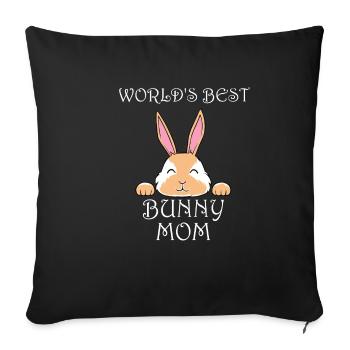 Lapin mignon maman lapin - Housse de coussin décorative 45 x 45 cm - noir - Devant