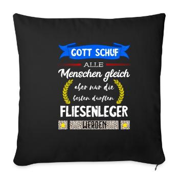 Fliesenleger Fliesen Legen Bodenleger Geschenke - Sofakissenbezug 45 x 45 cm - Schwarz - Vorne